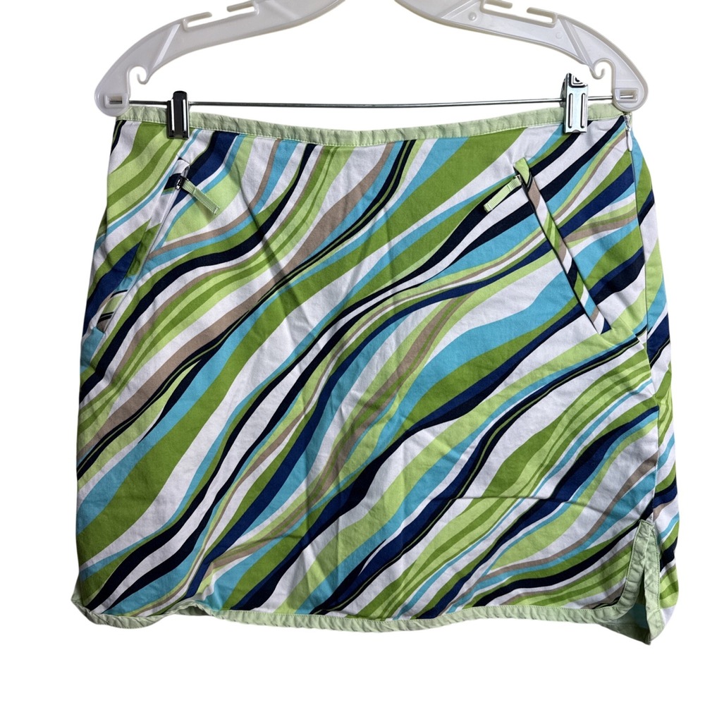 Liz Golf‎ Claiborne Abstract Wave Print Skort Size 12 Green Blue Athleisure Y2K